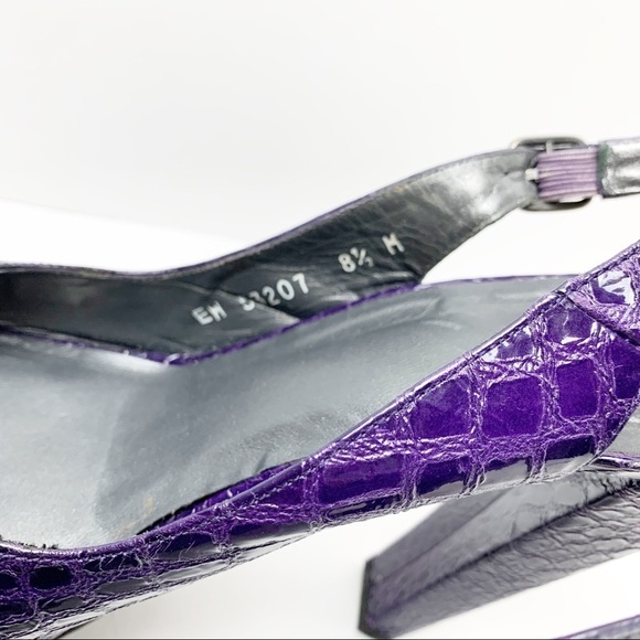 Stuart Weitzman Purple Peep Toe Slingback Heels - Picture 5 of 7